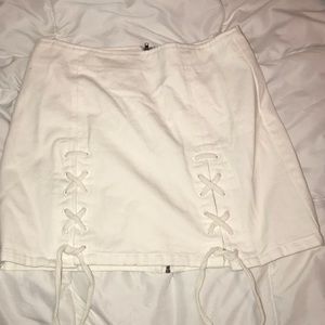 White mini skirt